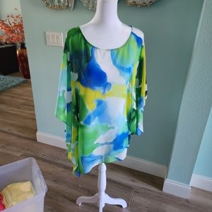 Chico's Blue, Green, Yellow Top Chico's Top L/XL